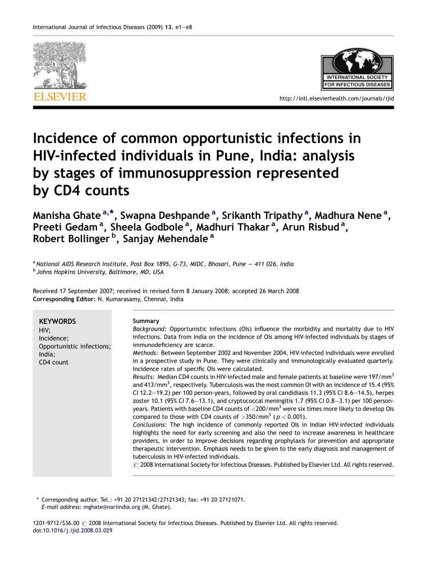 Pdf Incidence Of Common Opportunistic Infections In Hiv