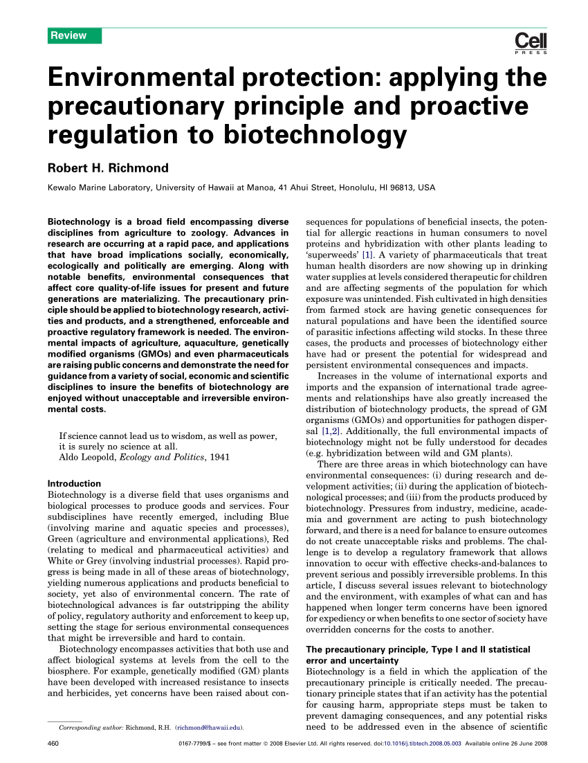 precautionary principle environmental