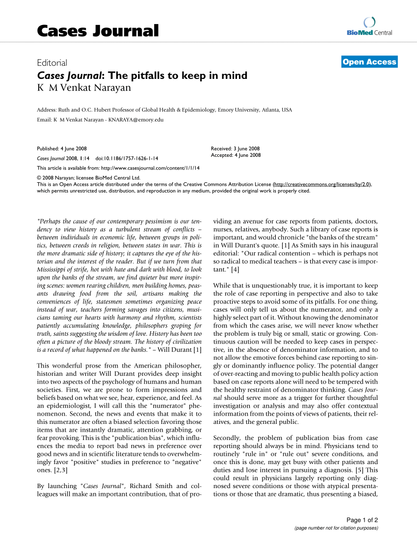 Pdf Cases Journal The Pitfalls To Keep In Mind