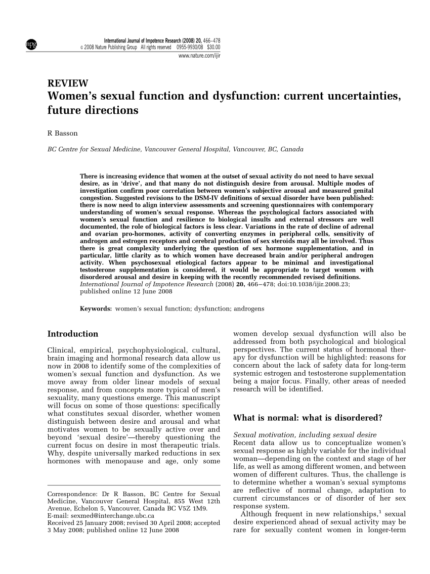 PDF Women s sexual function and dysfunction Current