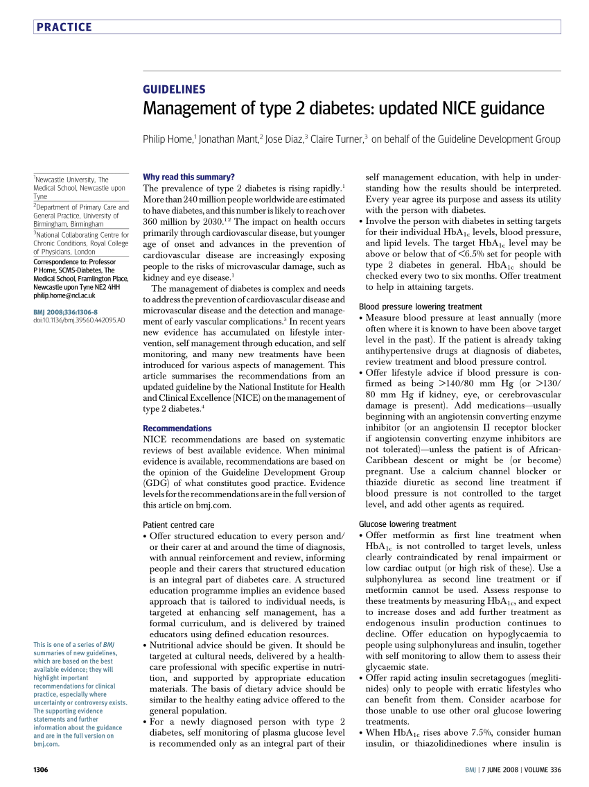 management of type 2 diabetes pdf