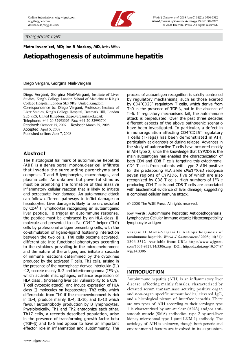 Pdf Aetiopathogenesis Of Autoimmune Hepatitis