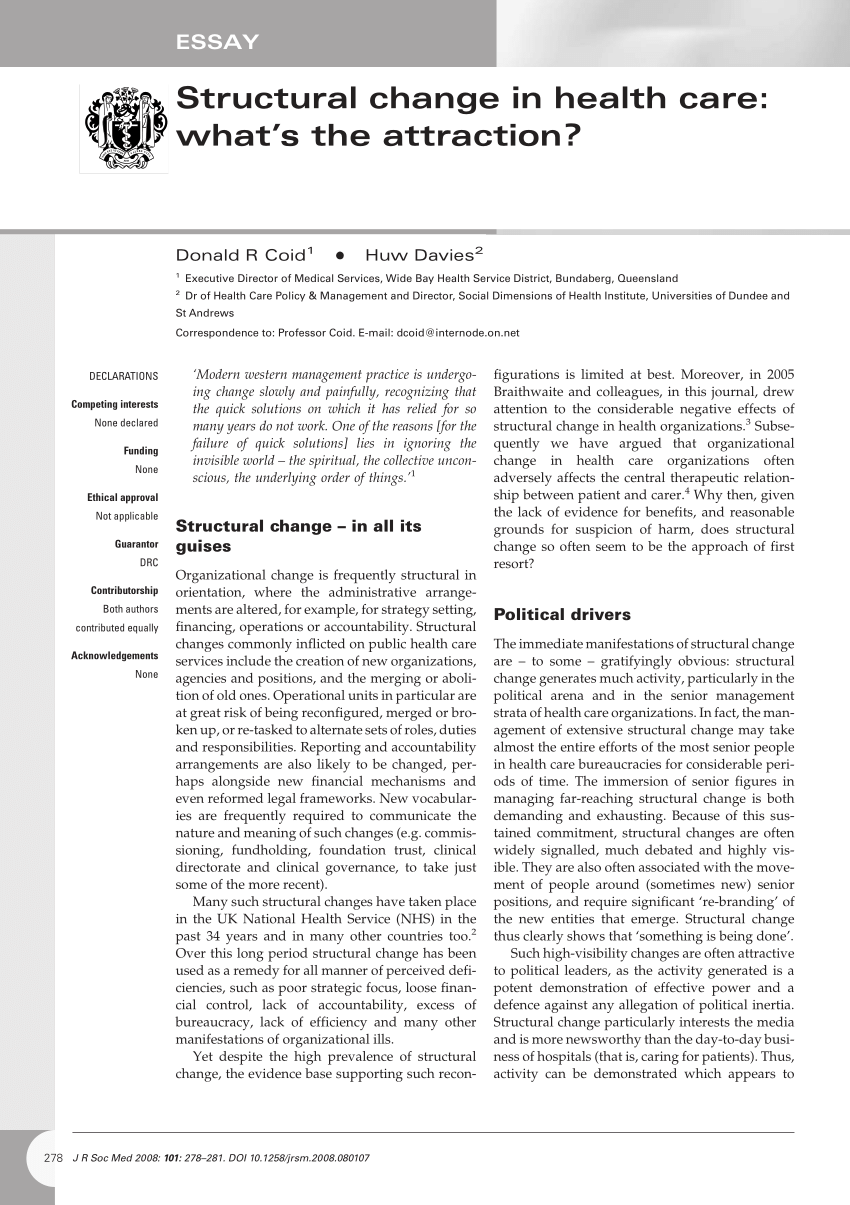 case study of structural change