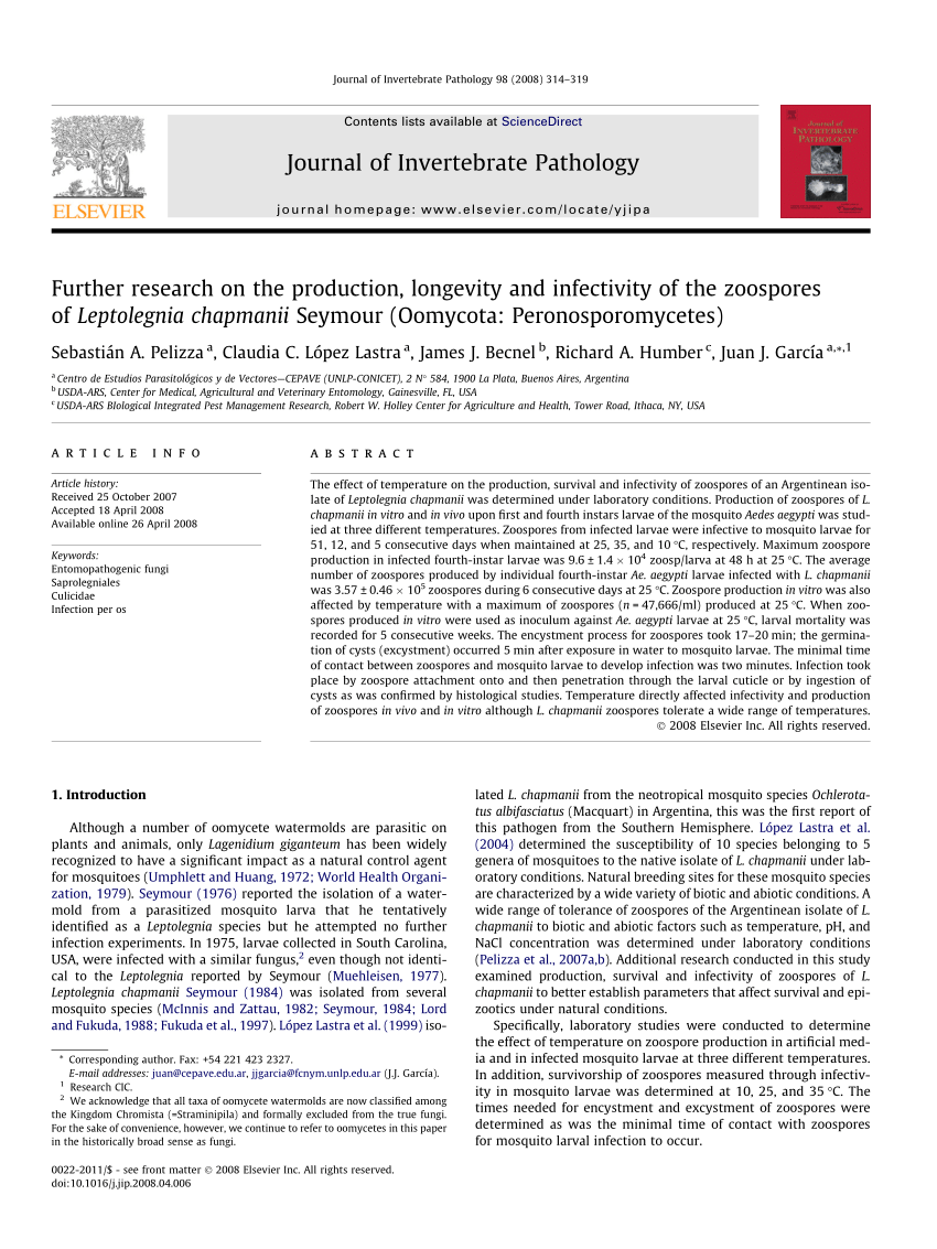 (PDF) Pelizza SA, López Lastra CC, Becnel JJ, Humber RA, García JJ