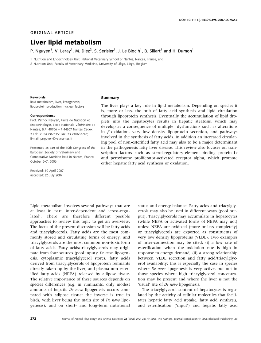 PDF) Liver lipid metabolism