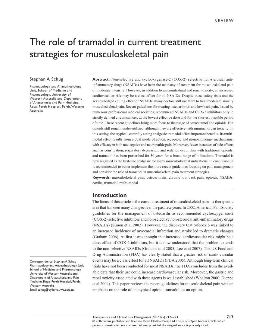 Pdf The Role Of Tramadol In Current Treatment Strategies For Musculoskeletal Pain