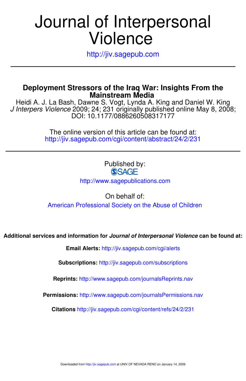 PDF) Deployment Stressors of the Iraq War Insights From the Mainstream Media
