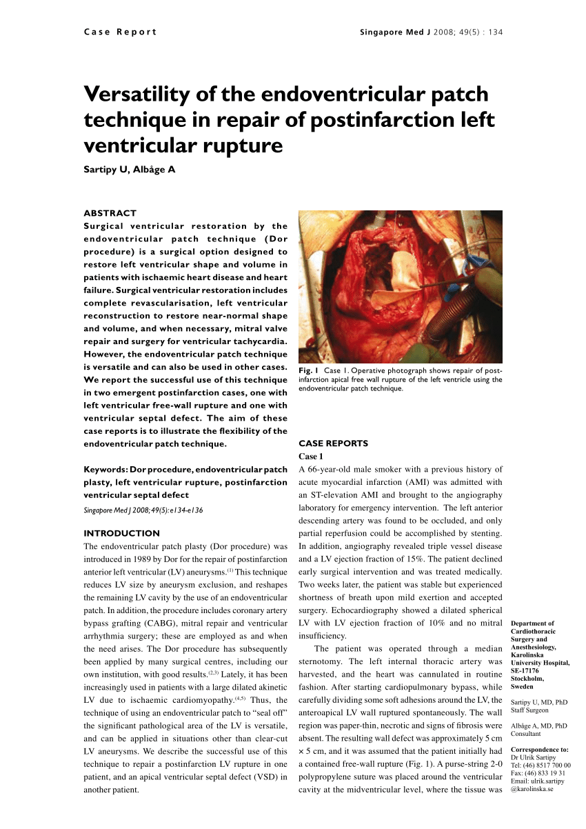 PDF) Versatility of the endoventricular patch technique in repair