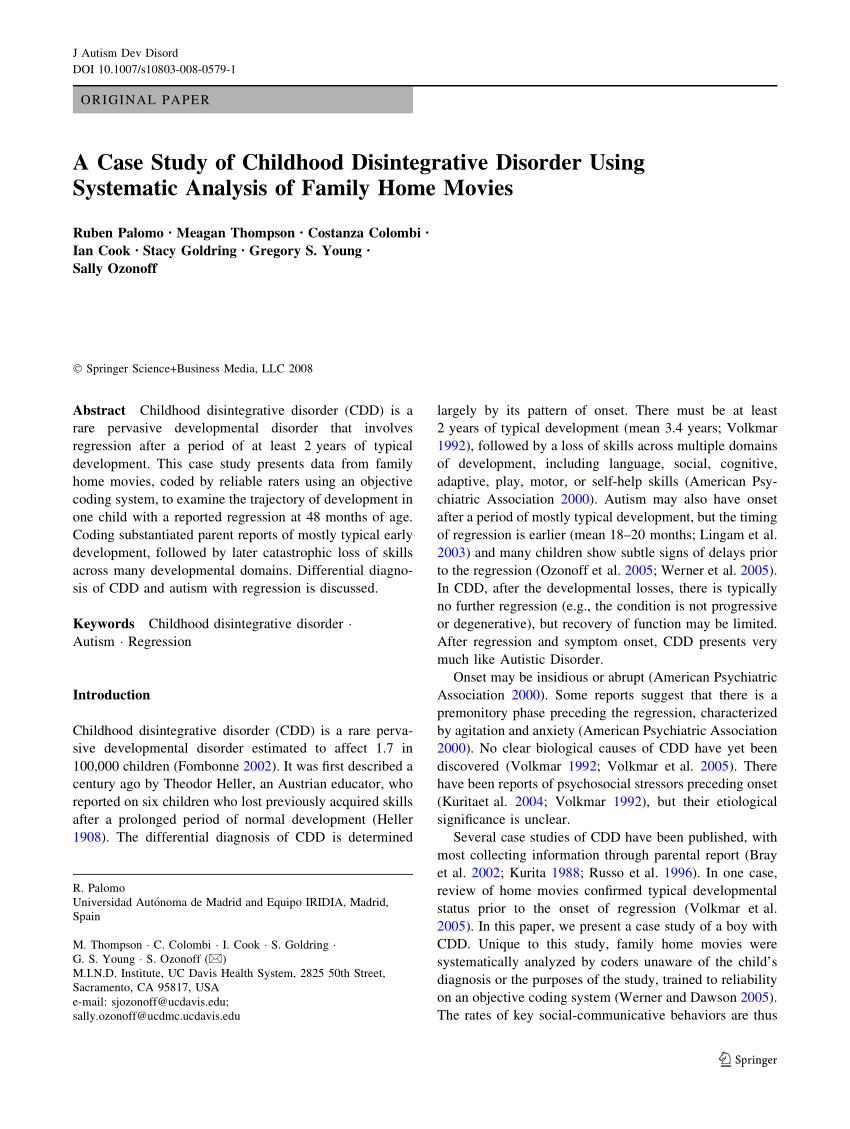 case study of childhood disintegrative disorder