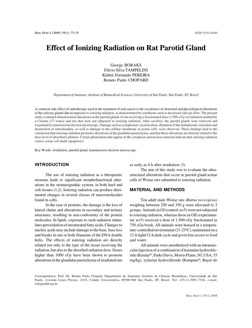 PDF Effect of ionizing radiation on rat parotid gland