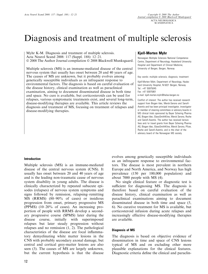 Pdf Diagnosis And Treatment Of Multiple Sclerosis 5984