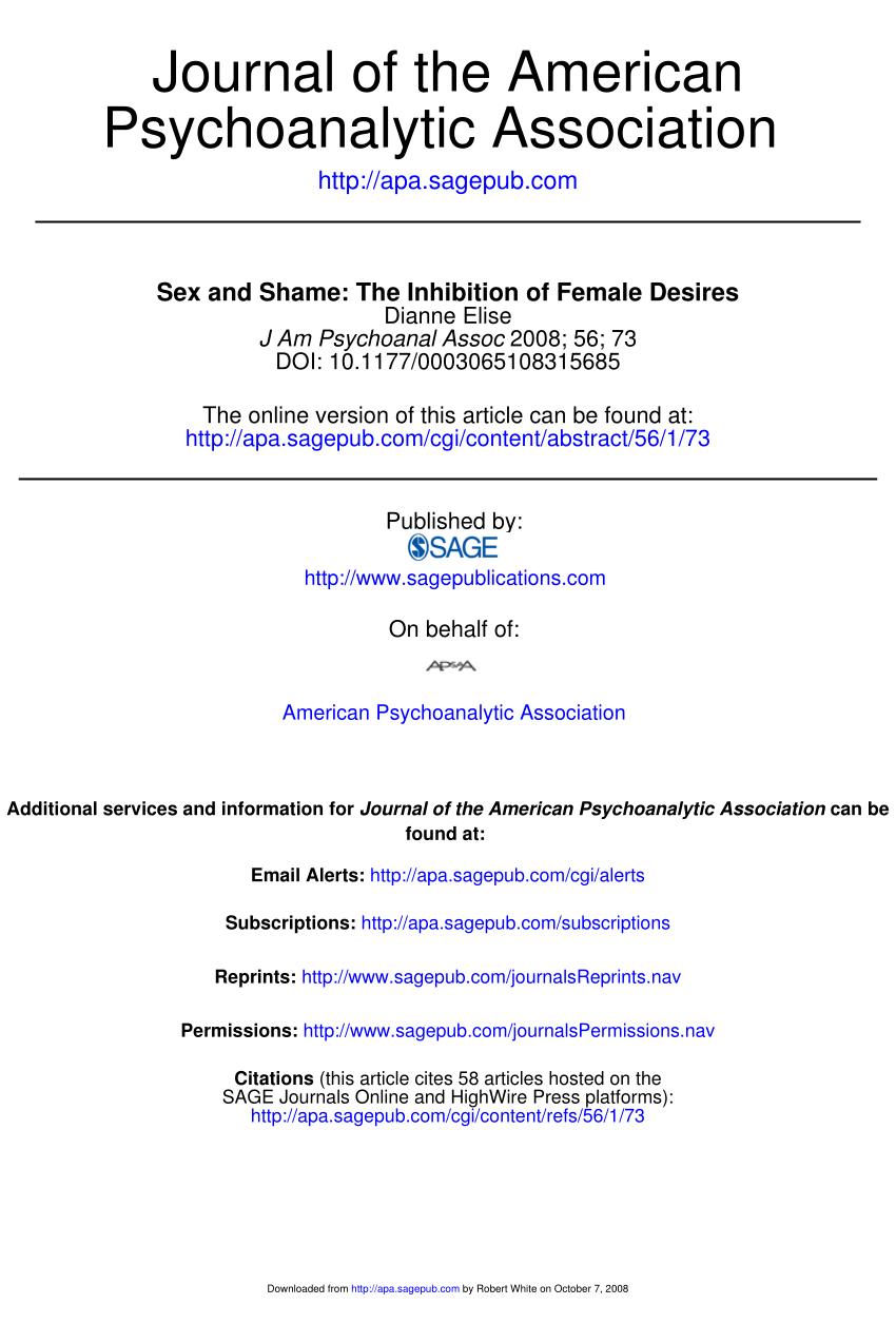 Pdf Sex And Shame The Inhibition Of Female Desires