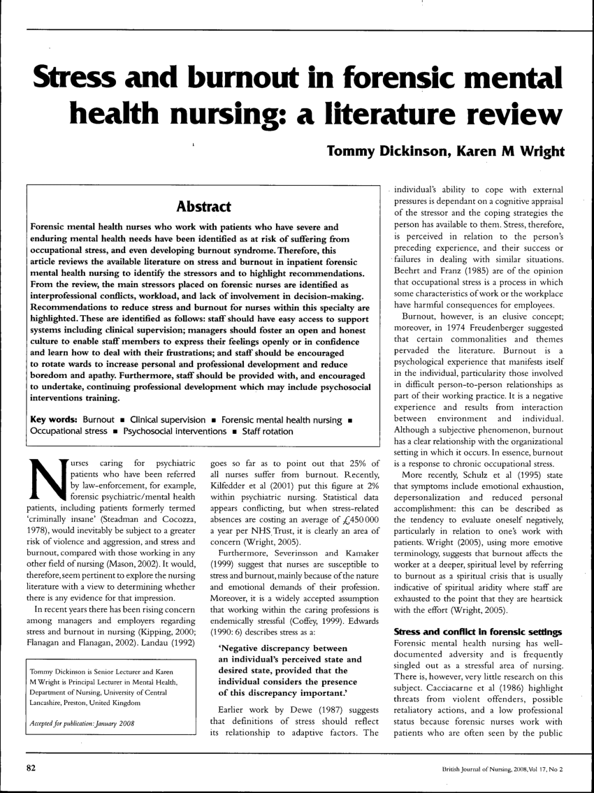 nursing burnout literature review