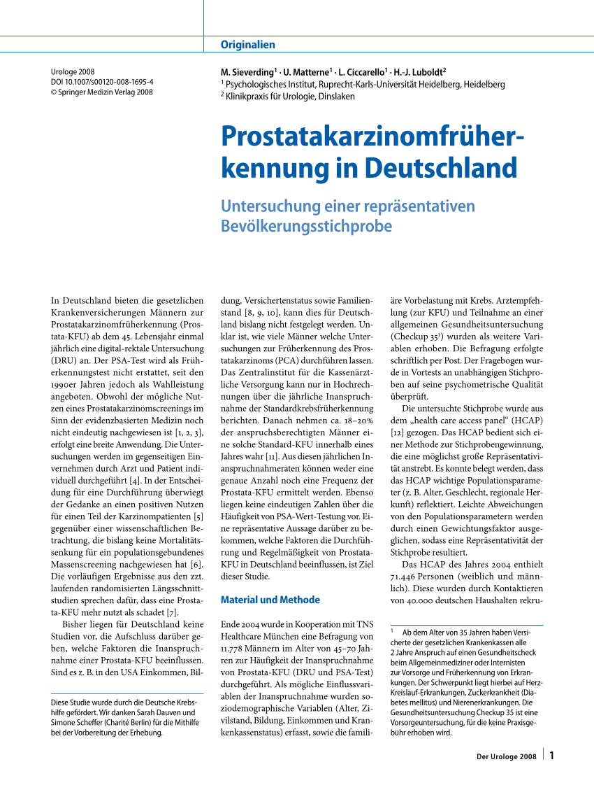 prostata screening deutschland)