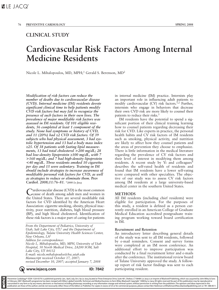 thesis on cardiovascular risk factors