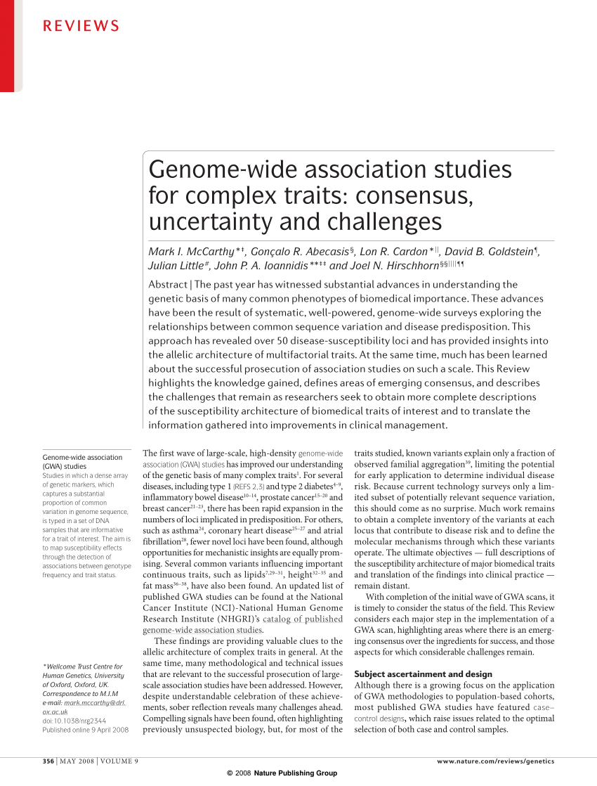 research paper on genome wide association studies
