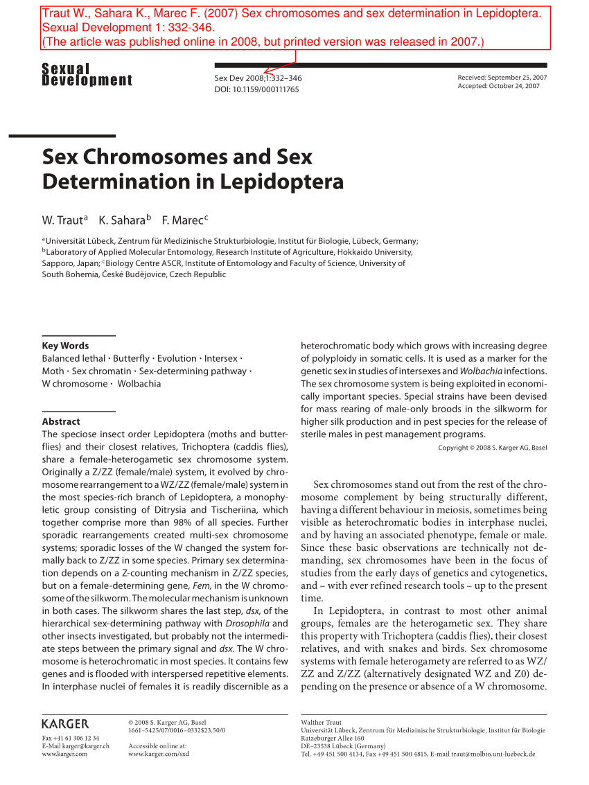 Pdf Sex Chromosomes And Sex Determination In Lepidoptera