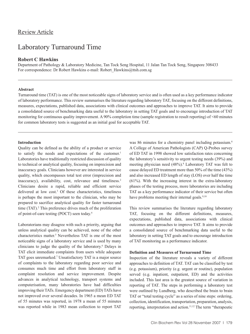 (PDF) Laboratory Turnaround Time