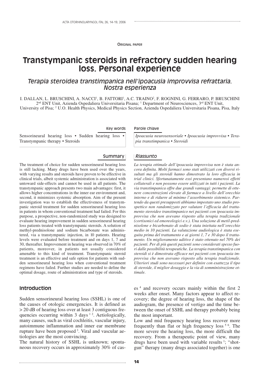 (PDF) Transtympanic steroids in refractory sudden hearing loss ...