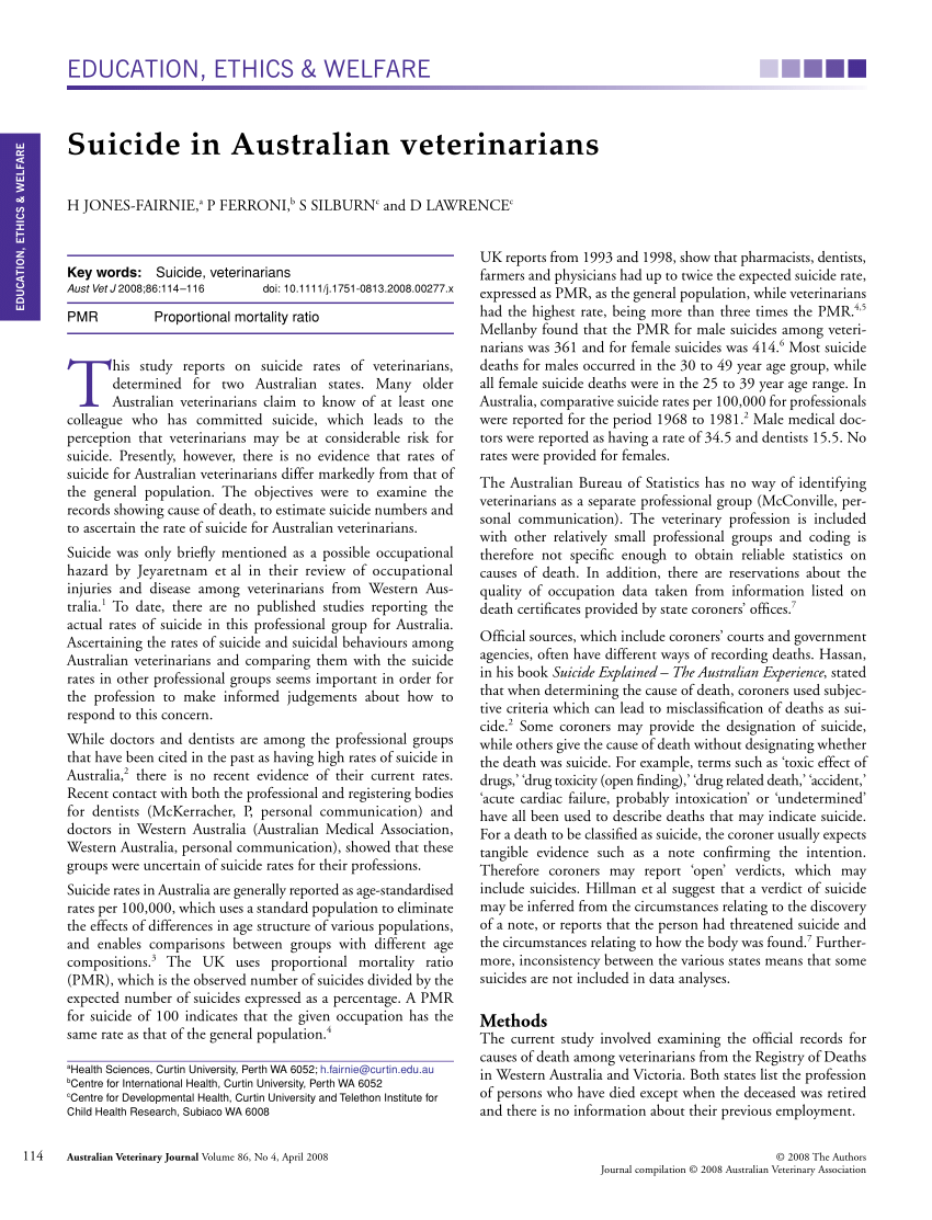 PDF) Suicide in veterinarians