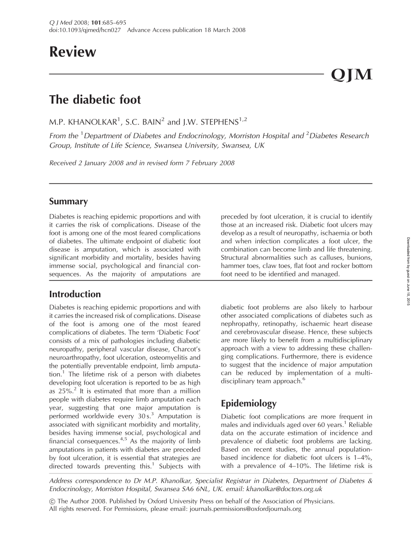 diabetic foot journal pdf diabétesz és módszerek annak kezelésére