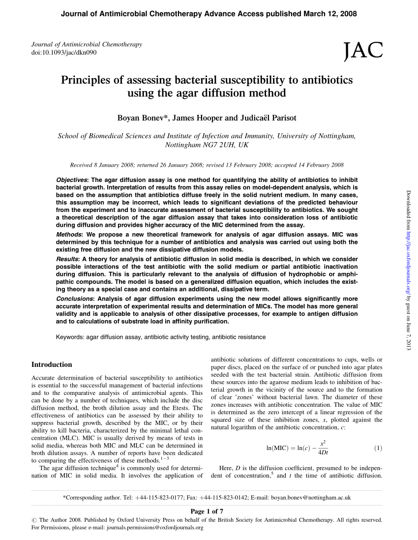 Pdf Principles Of Assessing Bacterial Susceptibility To Antibiotics Using The Agar Diffusion Method