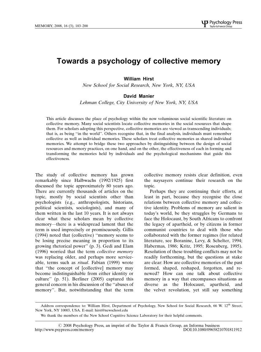 case study on collective memory