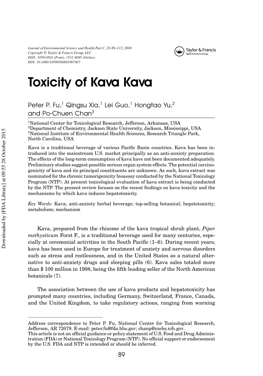Toxicity of Kava Kava