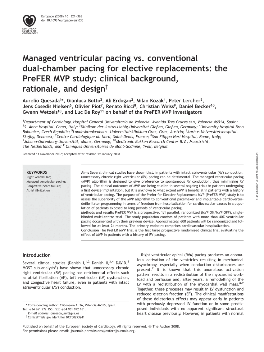 (PDF) Managed ventricular pacing vs. conventional dual-chamber pacing