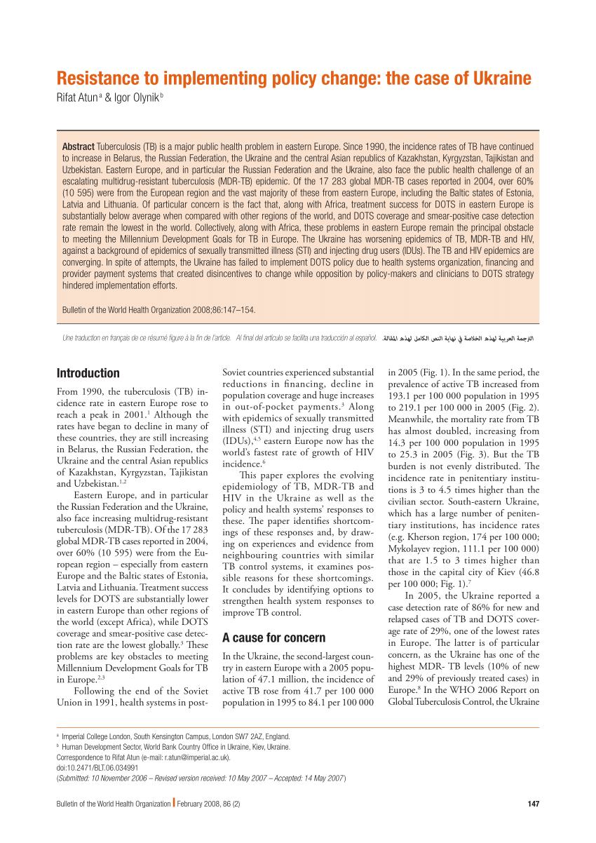 Pdf Resistance To Implementing Policy Change The Case Of Ukraine