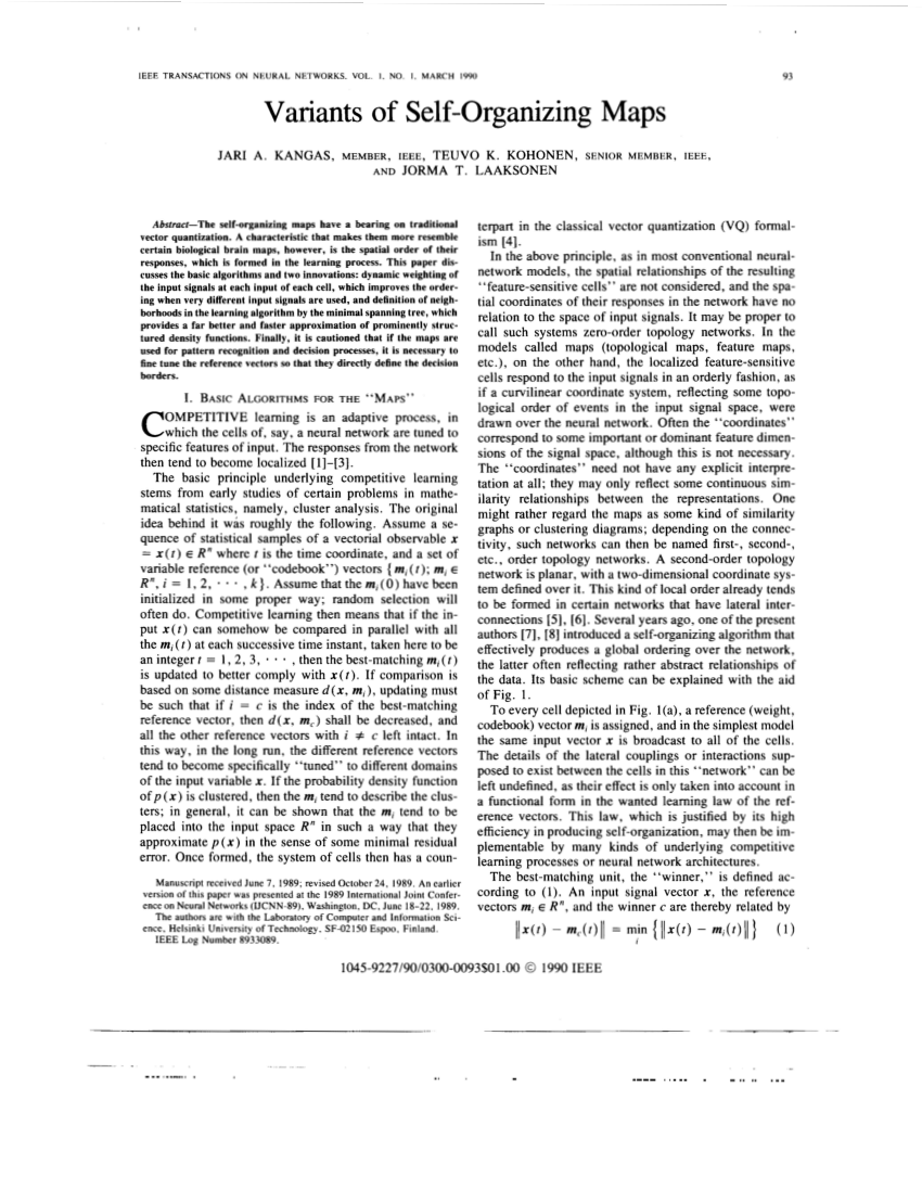 PDF) Variants of Self-Organizing Maps