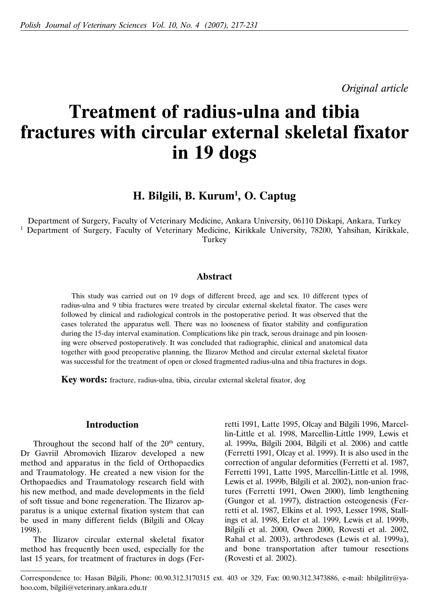 (PDF) Treatment of radius-ulna and tibia fractures with circular