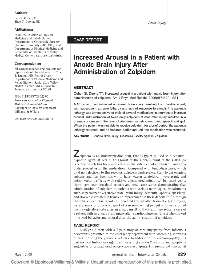 after patients zolpidem brain damage in