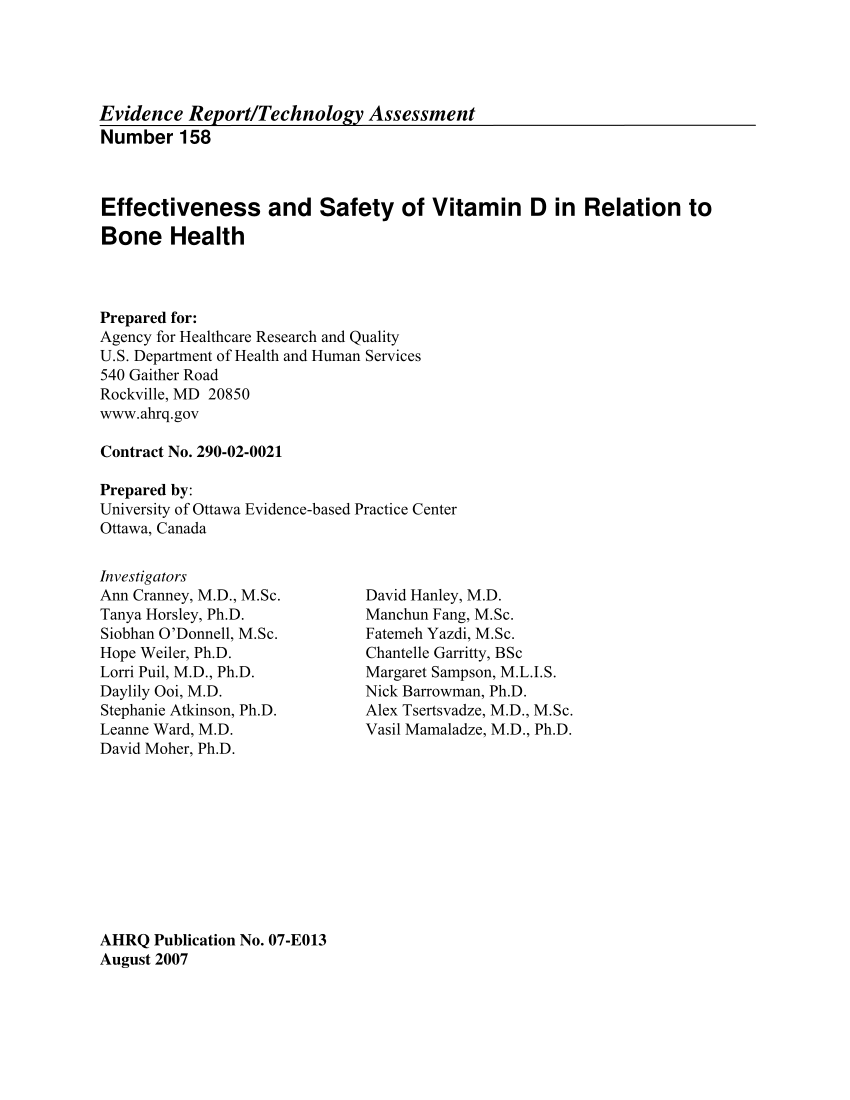 Pdf Effectiveness And Safety Of Vitamin D In Relation To