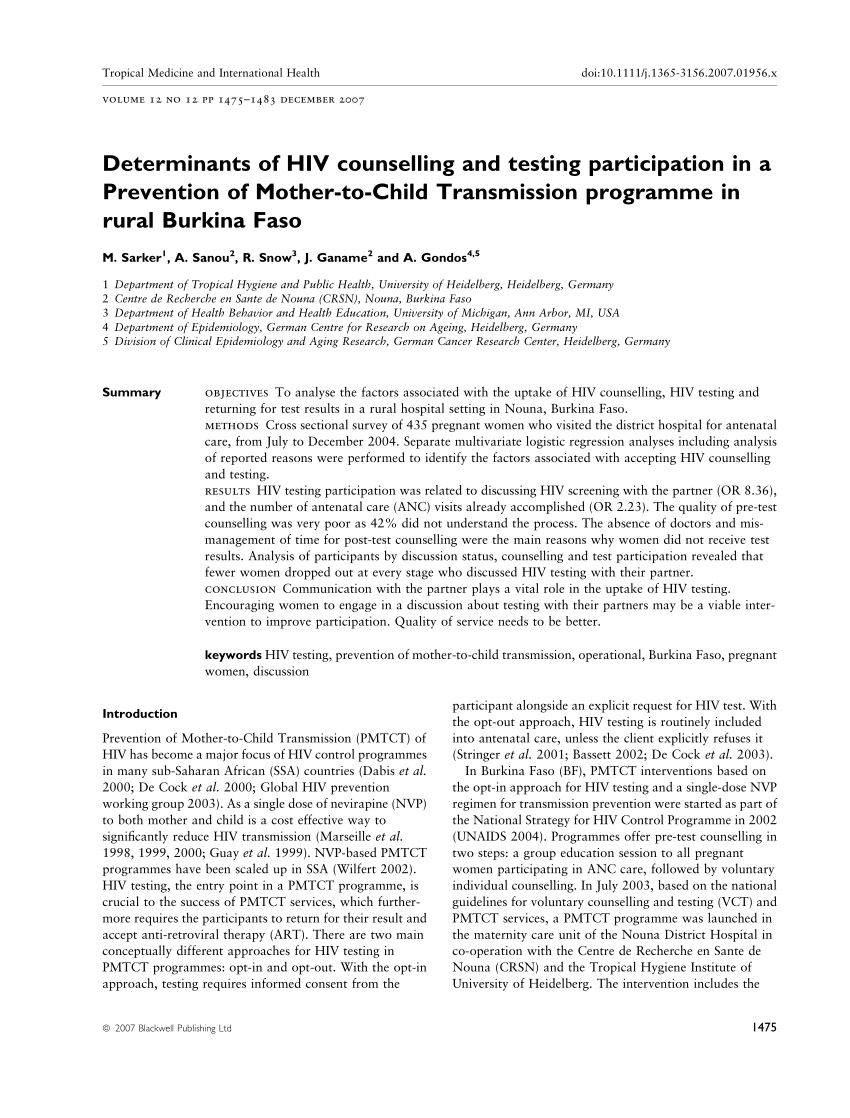 Wreedheid cascade Maak een sneeuwpop PDF) Determinants of HIV counselling and testing participation in a  Prevention of Mother-to-Child Transmission programme in rural Burkina Faso