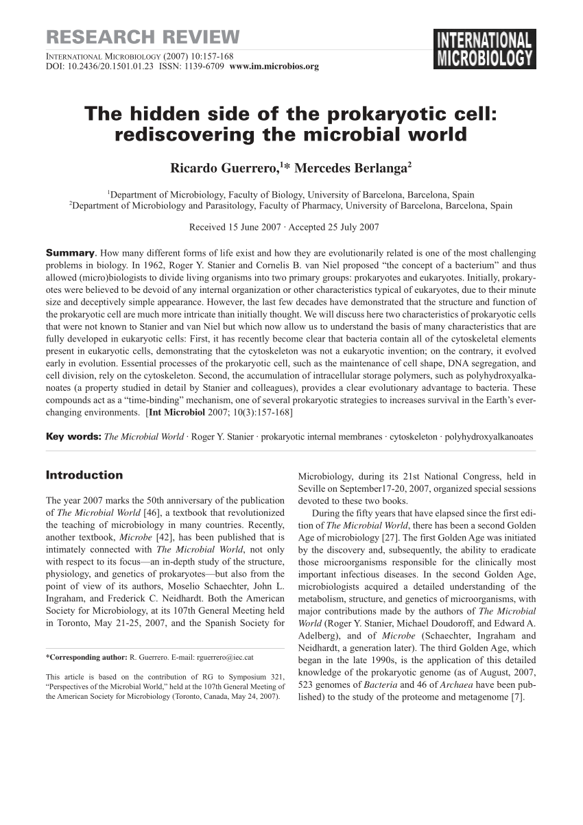 PDF The hidden side of the prokaryotic cell Rediscovering the