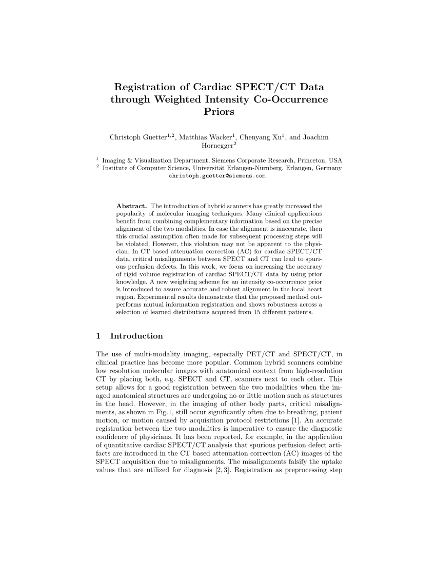 Pdf Registration Of Cardiac Spect Ct Data Through