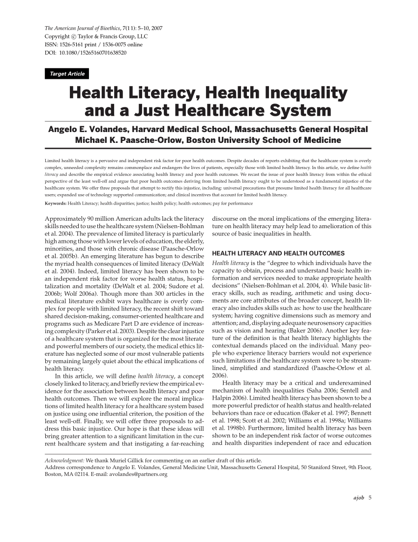 healthcare inequality essay