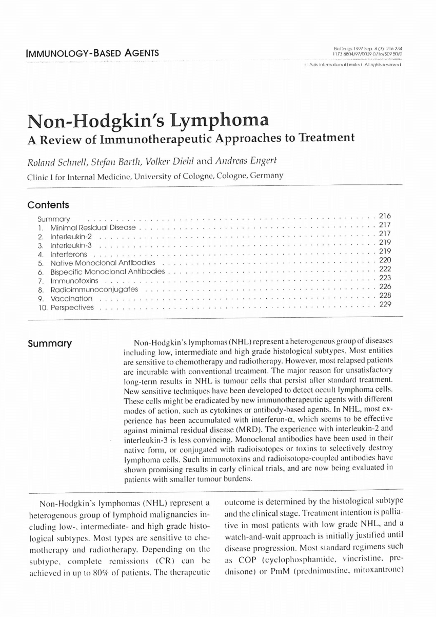 patient case study non hodgkin's lymphoma