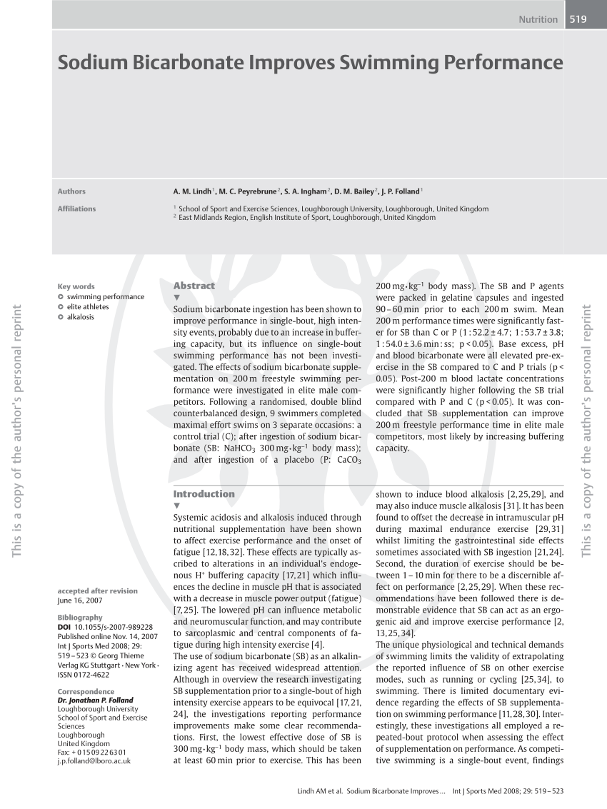 PDF) Sodium bicarbonate supplementation improves performance in