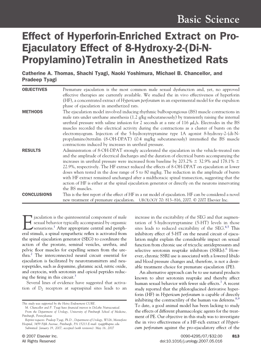 PDF Effect of Hyperforin Enriched Extract on Pro Ejaculatory