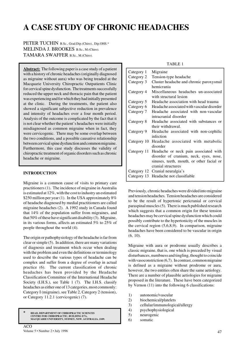 medical case study headache