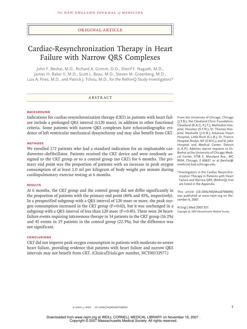 PDF) Cardiac-Resynchronization Therapy in Heart Failure with