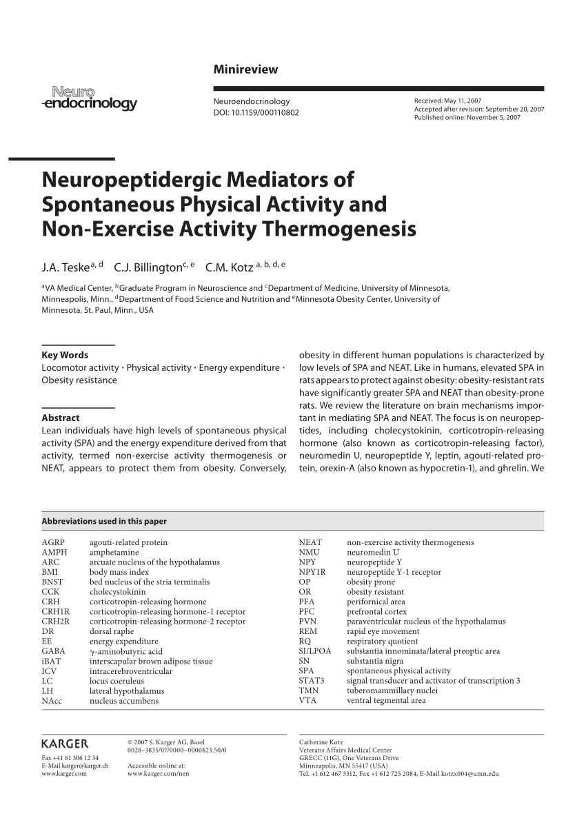 PDF) Neuropeptidergic Mediators of Spontaneous Physical Activity 