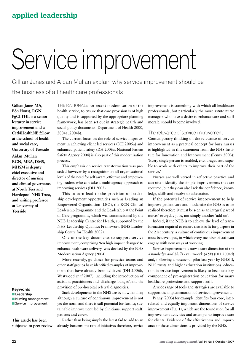 service improvement essay