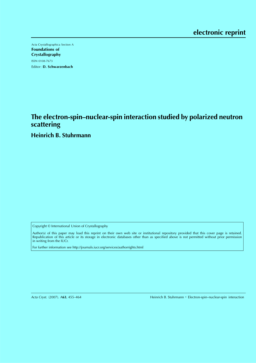 Pdf The Electron Spin Nuclear Spin Interaction Studied By Polarized Neutron Scattering