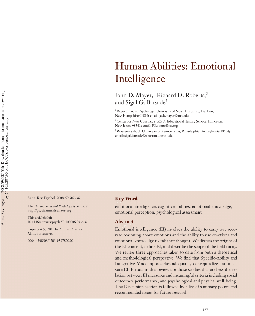 PDF) Human Abilities: Emotional Intelligence