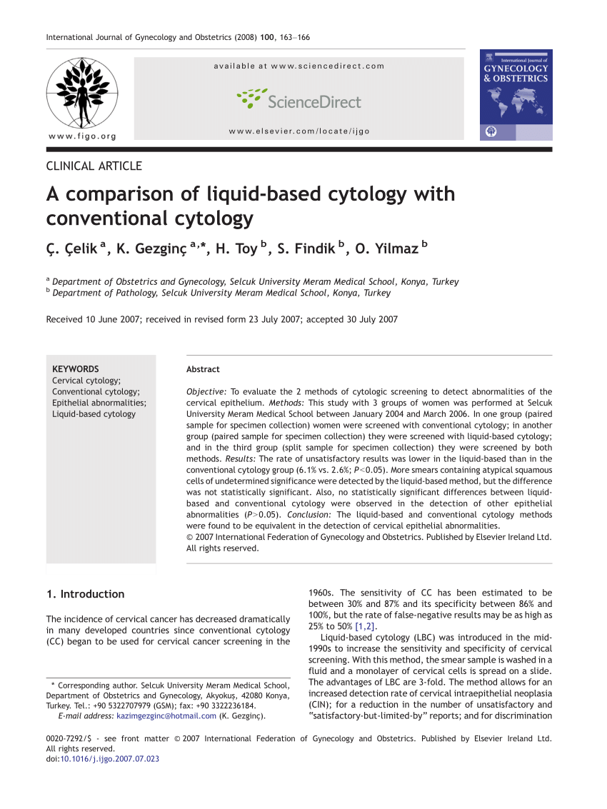 Pdf A Comparison Of Liquid Based Cytology With Conventional Cytology