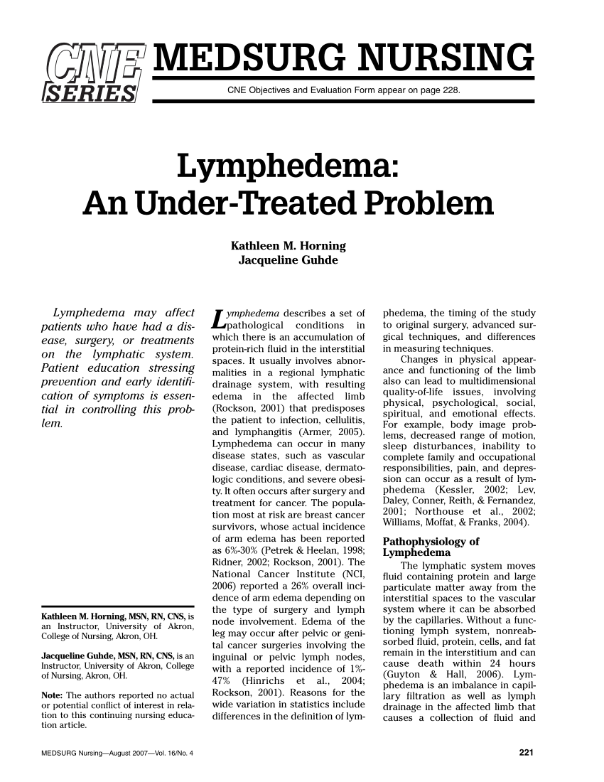 PDF) Lymphedema: an under-treated problem