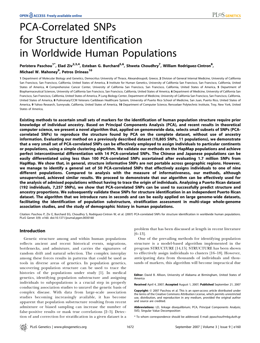 Pdf Pca Correlated Snps For Structure Identification In Worldwide Human Populations